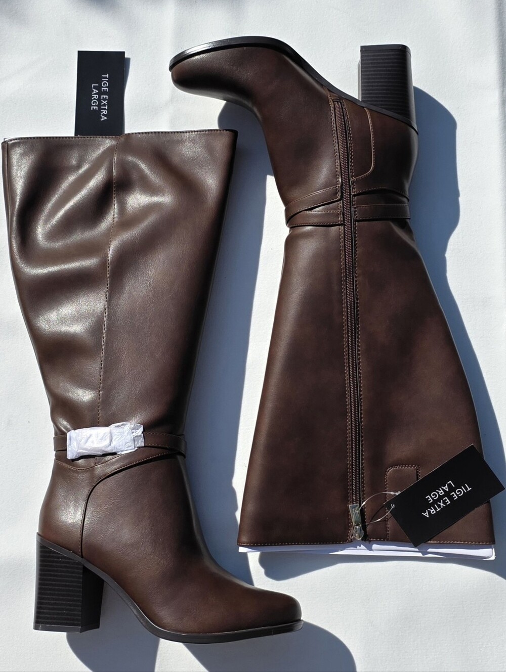 Naturalizer Jane Boots Women 8.5 W Cappuccino Extra Wide Calf Knee High Brown